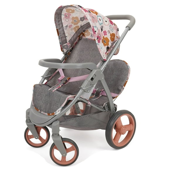 509 Crew: Melange Flora - Mabelle Duo Twin Doll Stroller - Accessory For 2 Dolls Up To 18", Foldable Design, Retractable Canopy, Kids Toy, Ages 3 