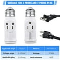 thumbnail image 2 of CUITING 3 Prong Light Socket Adapter  E26 Light Bulb Outlet Adapter  Polarized Light Socket to Plug Adapter  White Light Bulb to 2/3 Prong Outlet Plug Splitter Converter for Garage Porch, 2 of 8