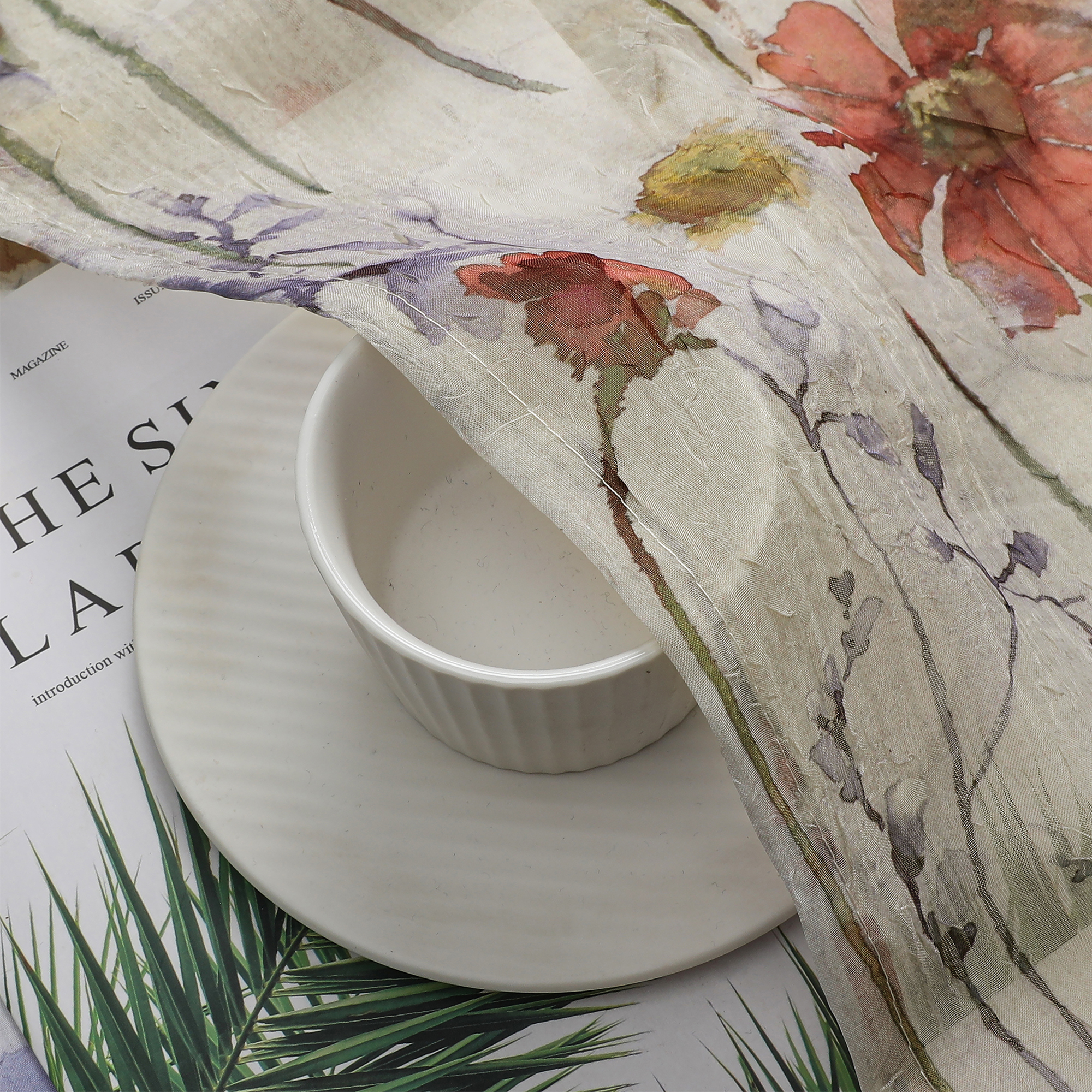 Ovzme Blaise Crushed Sheer Curtains Floral Print, 51x84 In photo 6