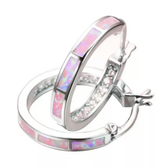 QQTDFG Elegant Opal Jewelry 925 Silver Women Hoop Dangle Drop Earrings Weedding Gift-#5