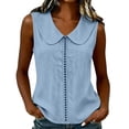 thumbnail image 3 of VBVC Women's Peter Pan Collar Sleeveless Tank Top, Ladies' Lightweight Eyelet Lace Trim Blouse, Casual Solid Color Summer Shirt For Women,Blue,S-2XL, 3 of 8
