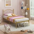 thumbnail image 4 of Yoneston Twin Bed Frame Kids Heavy Duty Support Metal Platform Bed Frame with Headboard, Gold, 4 of 9