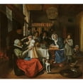 thumbnail image 2 of Jan Steen 22x20 Black Ornate Framed Double Matted Museum Art Print Titled: ‘As the Old Sing, so Pipe the Young’ (C. 1663 - 1665), 2 of 5