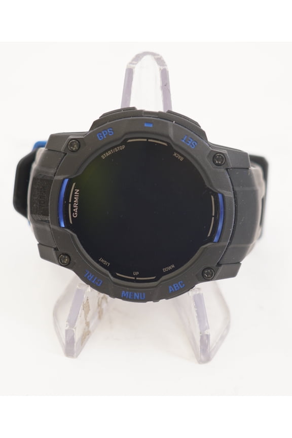 Pre-Owned Garmin Instinct 3  50 mm, AMOLED Display, Rugged Outdoor GPS Smartwatch, Built-In Flashlight, Supernova Collection Limited Edition Color, Black with Black/Bolt Blue Silicone Band