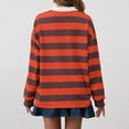 thumbnail image 4 of Women's T-Shirts Oversized Striped Sweatshirt Long Sleeve Rugby Collared Pullover Top Loose Fit Shirt Polyester Spandex Blend 1PC Top Size S-L Oversized Tshirts For Women, 4 of 5