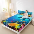 thumbnail image 4 of Homewish 3D Blue Dolphin Twin Sheet Sets for Kids, Kawaii Ocean Fish Twin Fitted Sheet, Dreamy Underwater World Flat Sheet, Ultra Soft Bedroom Decor, 3-Piece, 4 of 7