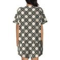 thumbnail image 3 of Naloa Daisy Plaid Black Women's Short-Sleeved Pajama Set, Loungewear, Summer pajamas, Breathable Cozy - 3X-Large, 3 of 9