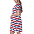 thumbnail image 2 of Fotbe Robe Maxi à Motif Étoiles et Rayures Patriotique Américain Décontractée Mode Femme Manches Courtes Robe T-Shirt Robe Longue à Rayures Color Block, 2 of 6