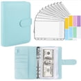 thumbnail image 3 of Ounissouiy Carpeta A6, carpeta, tarjetas, hojas de presupuesto, bolsa con cremallera, sobre, cartera, bolsa, papelería de oficina portátil, Artesanía Azul, 3 of 6