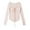 Pink, variant on Women's Solid Top Cute Sexy Long Sleeve Tie-Front Blouse with Button Details Asymmetric Hem Waist-Defining Fit