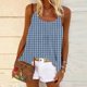thumbnail image 1 of Puntoco Camisolas ajustadas para mujer, blusas casuales sin mangas con cuello redondo y estampado a la moda para mujer, 1 of 5