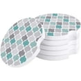 thumbnail image 1 of FMSHPON Green and Grey Vintage Moroccan Geometric Style Set of 2 Car Coaster for Drinks, Absorbent Ceramic Stone Coasters Cup Mat with Cork Base for Home Kitchen Room Coffee Table Bar Decor, 1 of 5