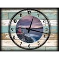 thumbnail image 1 of Large Teal White Wood Grain Wall Clock on Canvas Art Coastal Wall Art Lighthouse Wall Decor for Kitchen 12 x 16 Inch Wall Decor, 1 of 3