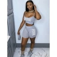thumbnail image 3 of Lovelywholesale Pink Letter Print Crop Top Shorts Set, 3 of 3