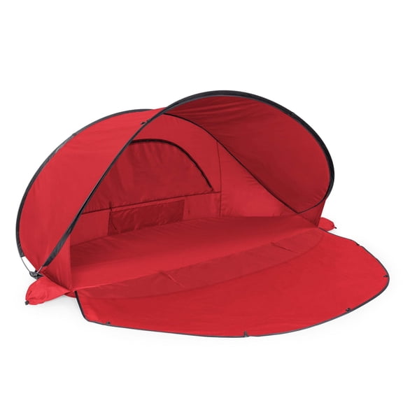 Picnic Time Manta Portable Beach Tent with Carry Bag and UPF 50  UV Protection, Red with Gray Accents