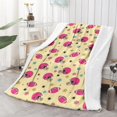 thumbnail image 2 of Football Flower Pink Pattern Soft Sherpa Fleece Throw Blanket, Warm Cozy Plush Blanket for Sofa Bed Couch, All Season, 60"x80", 2 of 5