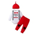 thumbnail image 2 of Bjutir Cute Toddler Baby Bodysuits Set Boys Girls Valentine'S Day Long Sleeve Letter Printed Romper Bodysuits Pants Hat Outfits For 6 Months, 2 of 6
