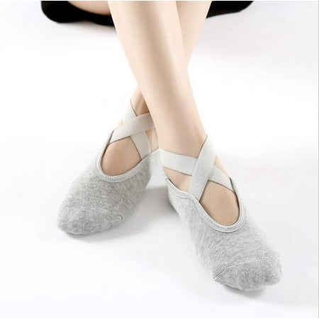 

Socks for Women Non-Slip Grips & Straps Bandage Cotton Sock Ideal for Pilates Pure Barre Ballet Dance Barefoot Workout