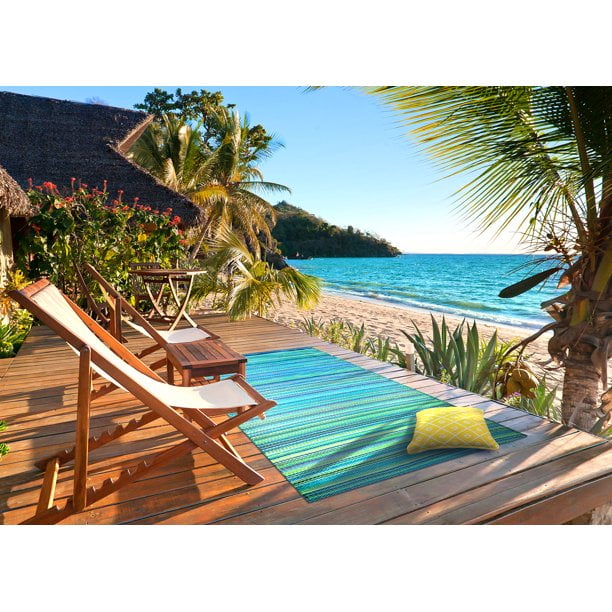 Weaver Turquoise Blue Green Outdoor Rug 9 x 12