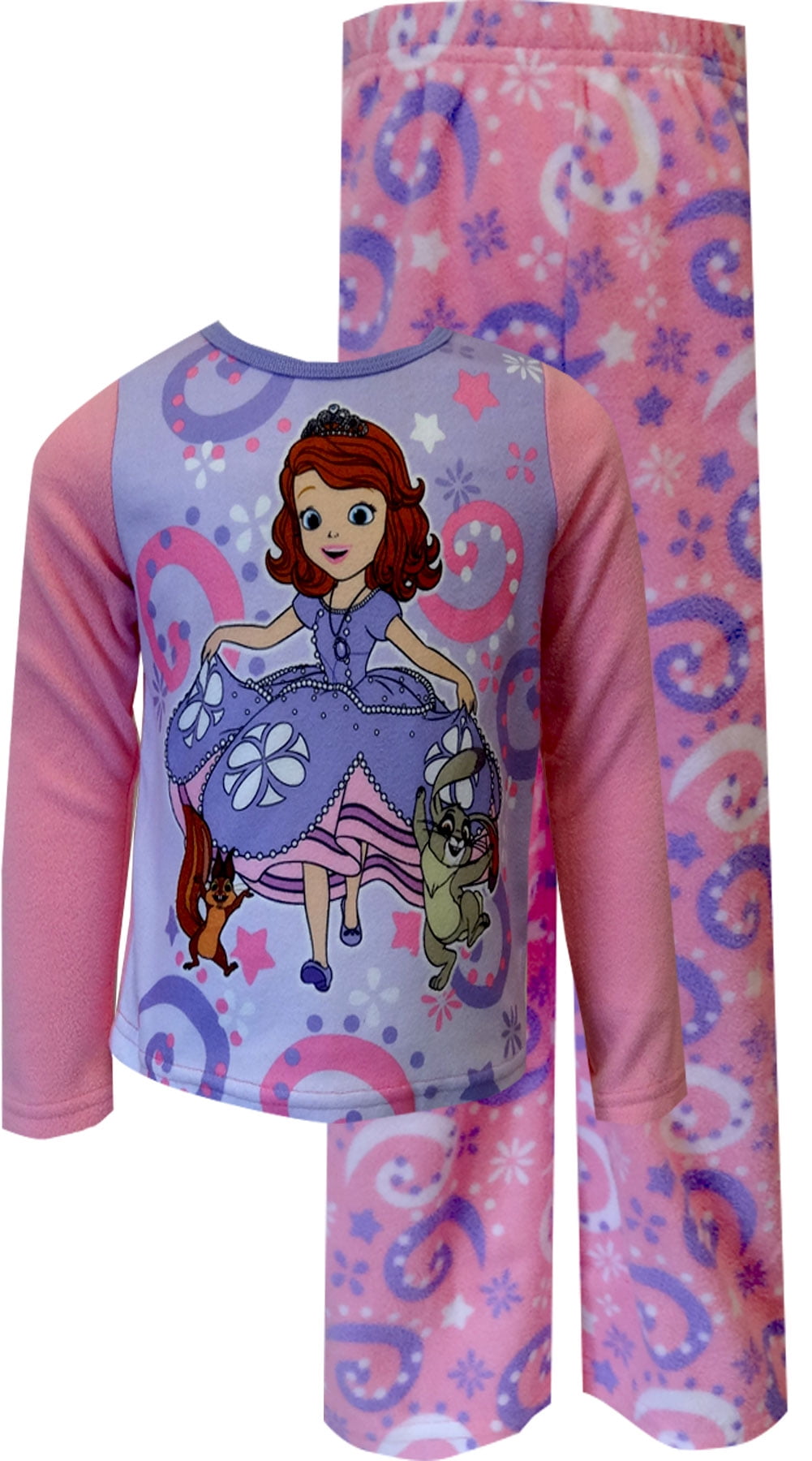 American Marketing Enterprises INC Girls Disney Princesses Pink Polar Fleece Pajama Set