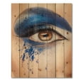 thumbnail image 3 of Designart 'Close Up Of Brown Eye With Blue Fantasy Make Up' Modern Print on Natural Pine Wood, 3 of 5