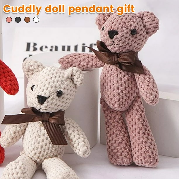 Mini Oso De Peluche De 6,3 Pulgadas, Juguete De Peluche Corto De Oso Encantador Con Lazo Bonito, Muñeco De Oso De Empuje Decorativo Para Colgante De Adorno, Blanco Muyoka Hogar