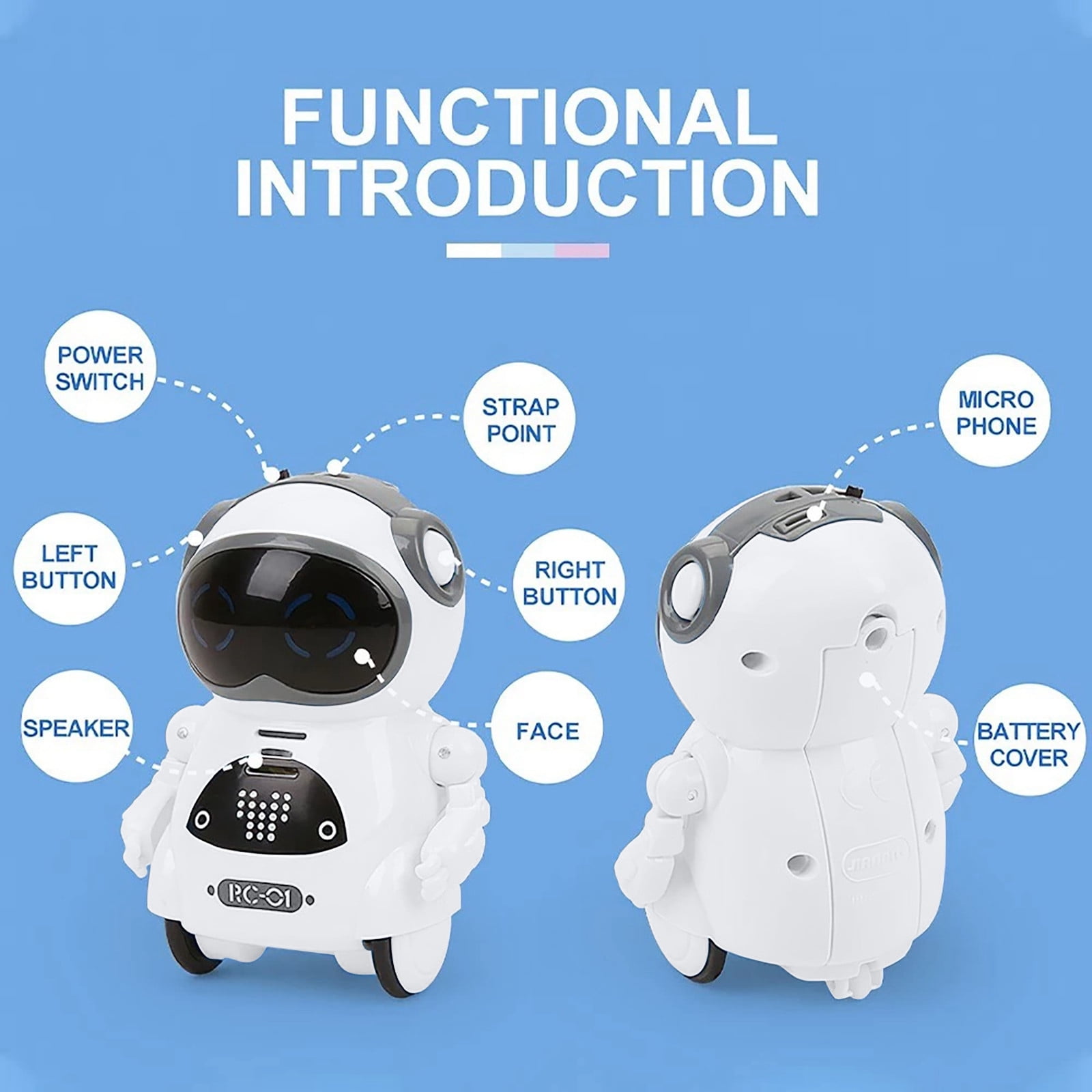 CQCYD Interactive Talking Robot forKids, Voice Recognition RC RobotToy, Mini Pocket Robot with Singing Dancing Storytelling Functions, Educational SmartToyGift for BoysGirls