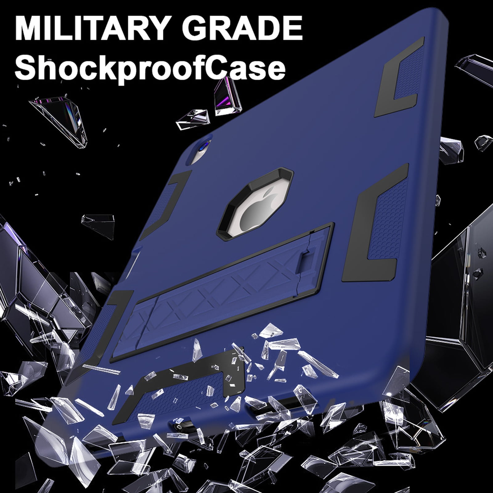 Decase Rugged Case Compatible with Apple iPad Air 13 Inch M3 2025 & M2 2024,Shockproof Protective Cover with Built-in Stand & Pencil Holder,Heavy Duty Hard Cover,Navyblue