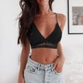 thumbnail image 2 of Women Summer Tops Women Sexy Clothes Rimless Bralette Push Up Sticky Bras Vest Sleeveless Backless Crop Top Club Vintage Bra Vest Camisole Elderly Long Cardigan Camisole Top with Bra Casual Black S, 2 of 9