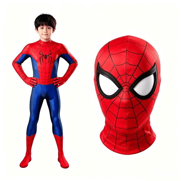 2026 New Halloween Spide Cosplay Costume, BDN Hero Costume Set, Cosplay Set Includes Jumpsuit with Mask, Unisex Halloween Outfit, 100(2-3 Years)
