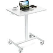 Open Box NEWBULIG Standing Height Adjustable Desk Laptop Mobile Rolling Table - White