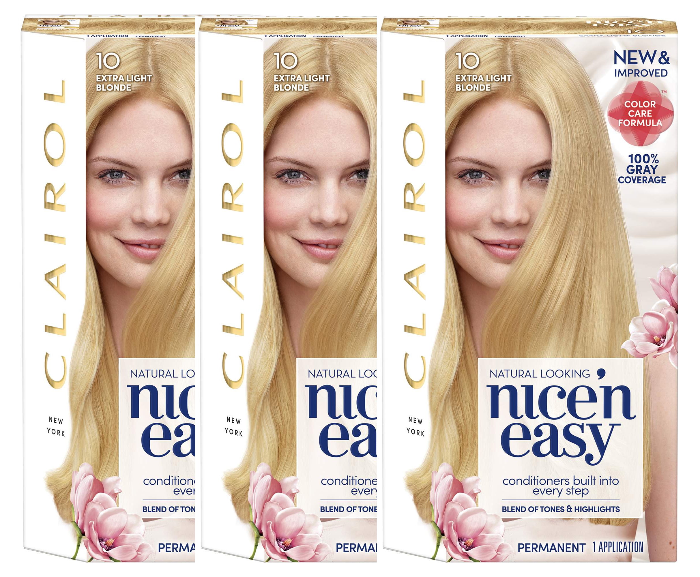 Clairol Nice N Easy Permanent Hair Color 10 Extra Light Blonde 3 Pack 