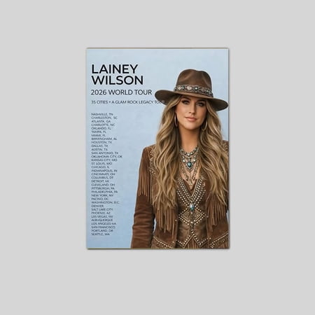 Lainey Wilsons Country Western World Tour 2026 Music Poster Size 24''x36'' Googate