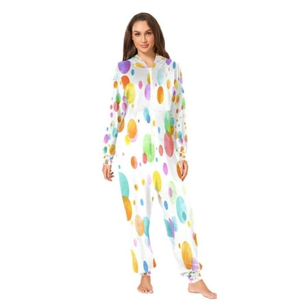 IAUYY Unisex Adult Onesie Pajamas Ultra-Soft Crystal-Soft Fabric Halloween Adult Onesie Pajamas Adults With a Zipper Plus Size Onesie Pajamas Colorful Little Bubbles