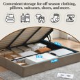 thumbnail image 3 of King Bed Frame with Storage, Upholstered Platform Bed with Lift up  System, Linen Fabric Wingback Headboard, Wood Slats Support, Easy Assembly, No Box Spring Needed, Brown, 3 of 10