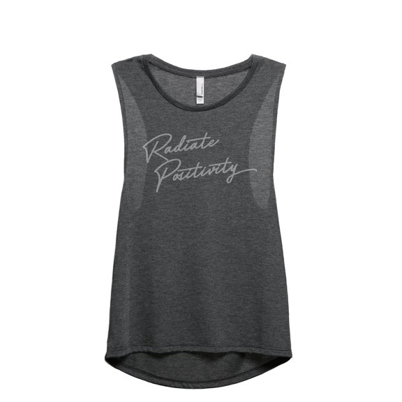 Radiate Positivity Women's Fashion Sleeveless Muscle Workout Yoga Tank Top Charcoal Grey Small