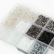 Cousin DIY Glass Seed Bead Bulk Pack, Black/White/Silver, 218g, 10000 Piece, Adult, AJM65022007