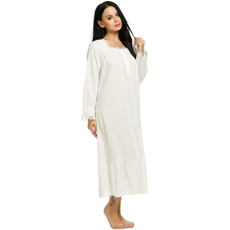 nightgown flannel lace xxl pajama victorian trim sleeve cotton womens