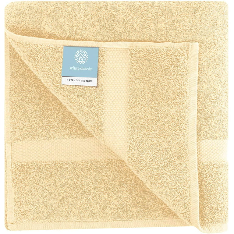 White Classic Luxury Bath Towels - Cotton Hotel spa Towel 27x54 4-Pack Beige