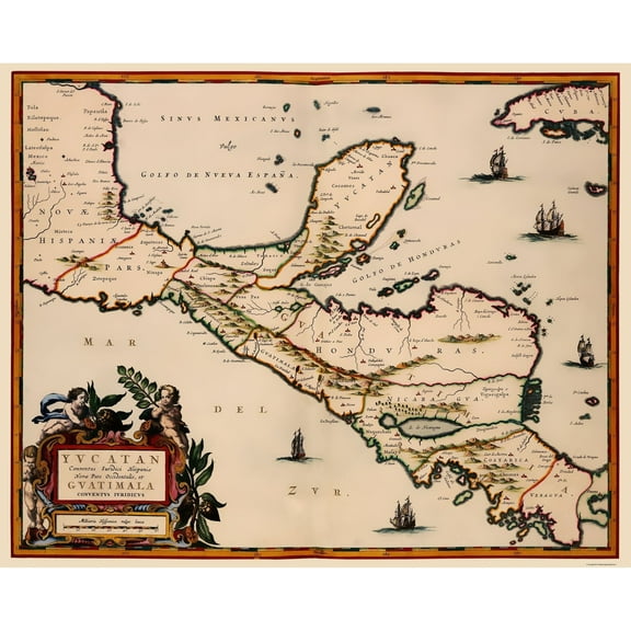 Historic Map - Mexico Guatemala Central America - Vintage Wall Art