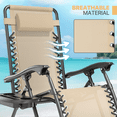 thumbnail image 4 of Magshion Zero Gravity Chairs Set of 2, Adjustable Reclining Lounge Chairs with Side Tray & Headrest Pillow, Folding Patio Loungers for Lawn, Camping, Beach, Cream, 4 of 11