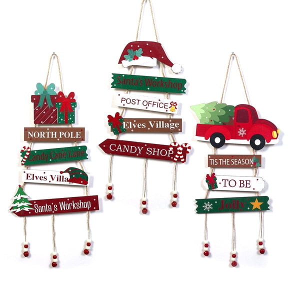 Wooden Christmas Sign, Christmas Door Wooden Hanging Farmhouse With Hanging Rope Handcrafted Door Signs Wall Decor For Home Window Wall Farmhouse Decoration Holiday Craft