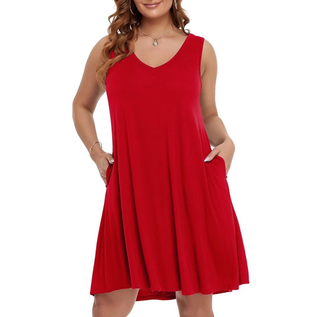 Vestido BELAROI, vestido casual de playa para mujer, talla grande, rojo