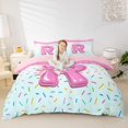 thumbnail image 1 of Erosebridal Housse de Couette R Monogrammée Grand Lit, Ensembles de Literie Nœud Mignon Format Grand Lit, Housse de Couette Dessert Colorée Grand Lit, Microfibre Décorative pour la Chambre Réversible, 3 Pcs (Sans Couette), 1 of 5