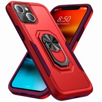 Dteck for iPhone 13 Mini Case with Ring Stand Cover,Hybrid Shockproof Impact-Resistant Bumpers Protective with Built-in Ring Stand Ring Kickstand for Apple iPhone 13 Mini (Red Rose)