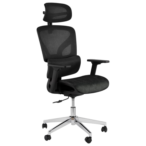 QinaQin Silla ergonómica de malla con respaldo alto, soporte lumbar ajustable, giro de 360 grados y ruedas para oficina o home office