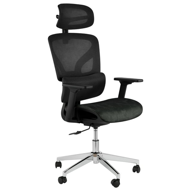 QinaQin Ergonomic Mesh Office Chair, High-Back Executive Chair, with Adjustable Lumbar Support, Breathable, 360° Swivel with Casters, Comfortable Home Office Computer Chair