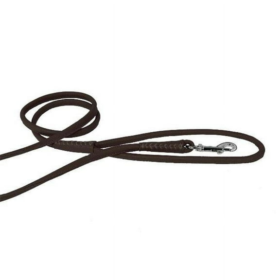 Dogline L2063-61 72 L x 0.5 W in. Round Leather Leash, Dark Brown