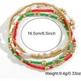 thumbnail image 5 of Christmas Bracelet for Women - Boho Stackable Beaded Bracelet with Gold, Red, Green & White Beads, Holiday Party Jewelry Gift, 5 of 5