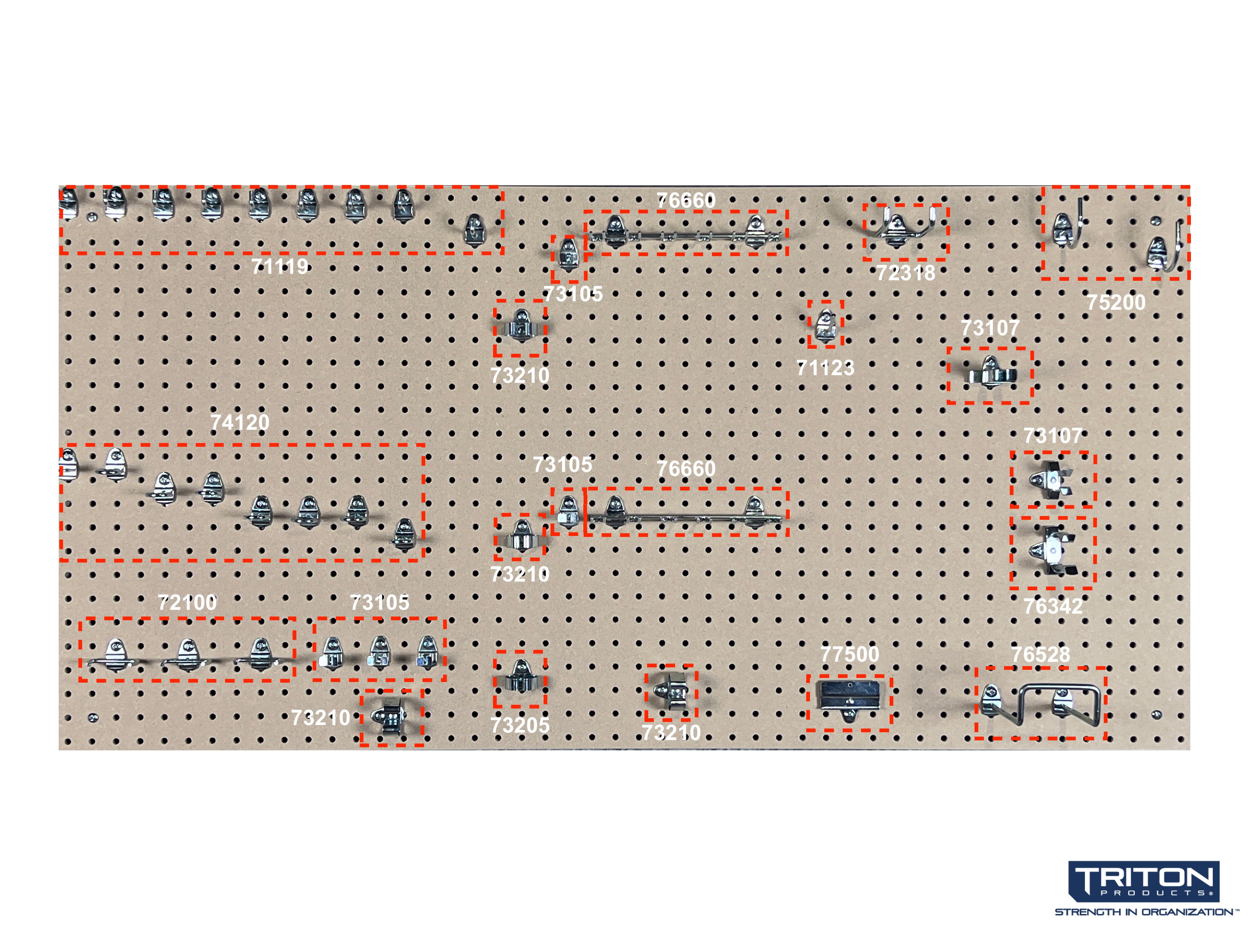Triton Products® High Density Fiberboard Pegboard with 36 Assorted Hooks
